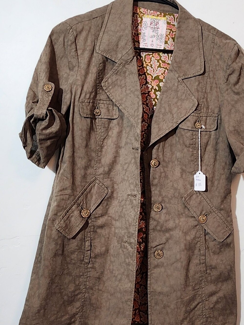 Free People Olive Brown Utility Jacket